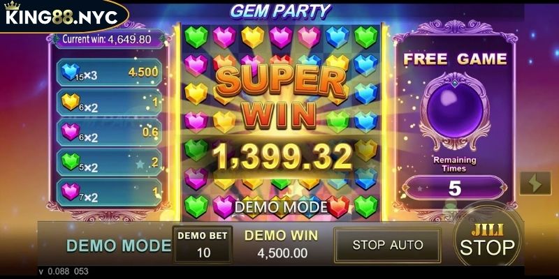 Nổ Hũ FC KING88 Với Hàng Loạt Tựa Game Hấp Dẫn 2025 4 Trải nghiệm game Gem Party